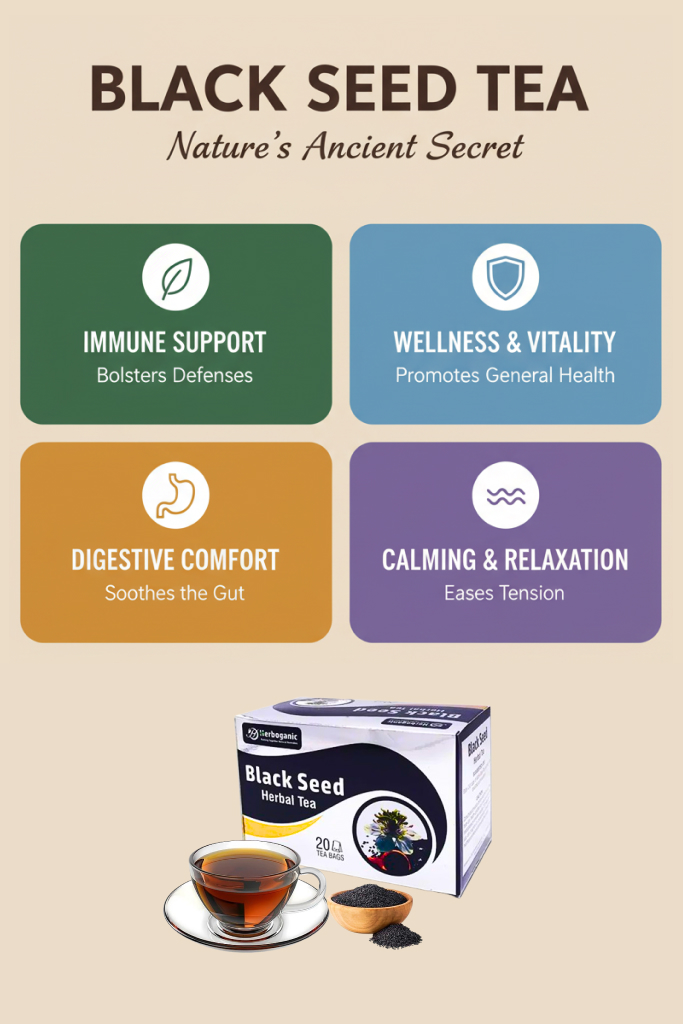 Infographic of black seed tea