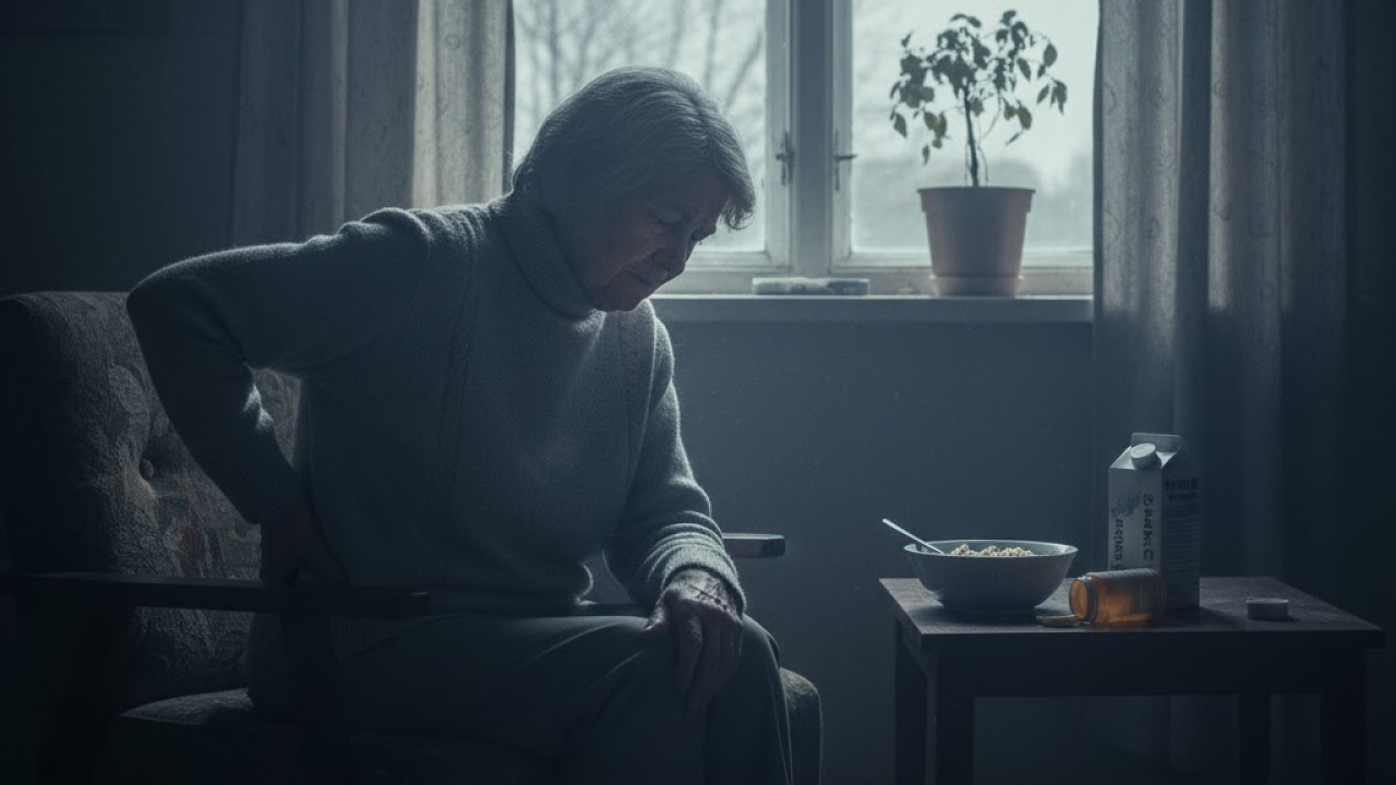 An old lady suffering from back pain