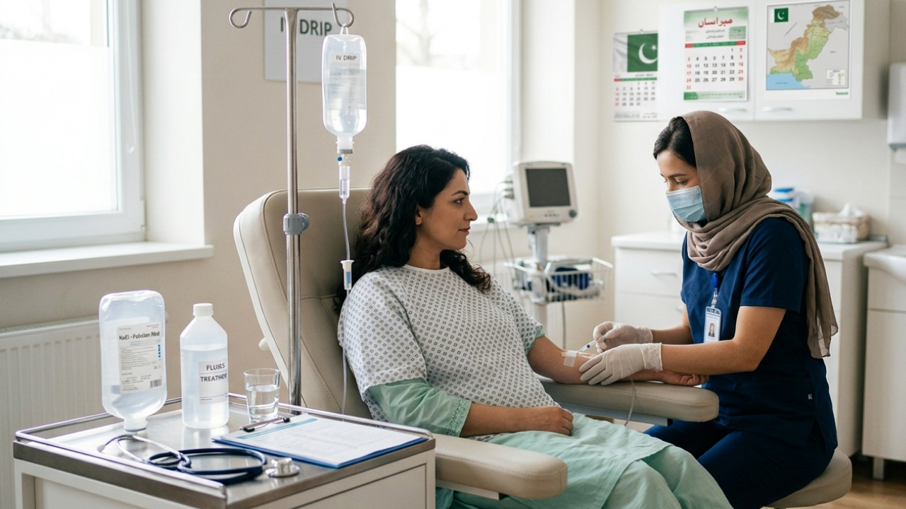 A doctor is inserting an IV into the patient's arm